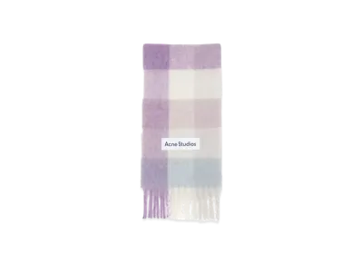 Acne Studios Mohair Check Scarf "Lilac White"