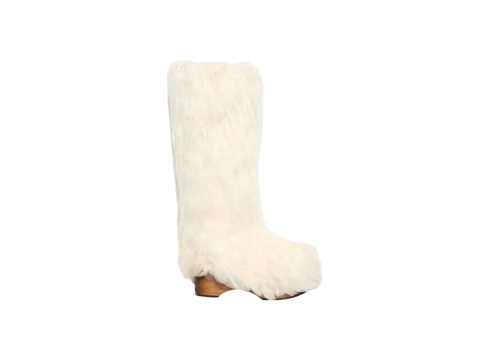Acne Studios Furry Clog Boots "Off White"