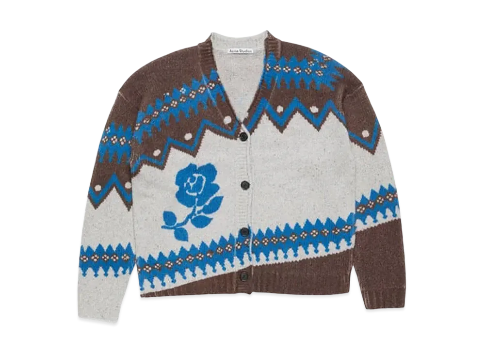 Acne Studios Jacquard Wool Cardigan "Brown/Blue"