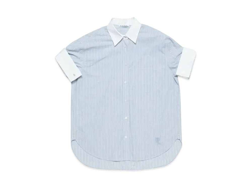 Acne Studios Short Sleeve Shirt "Salmon Blue/White"