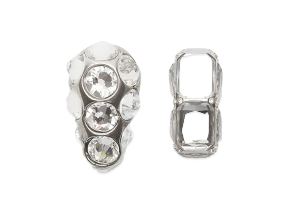 Acne Studios Asymmetric Crystal Earrings "Silver"