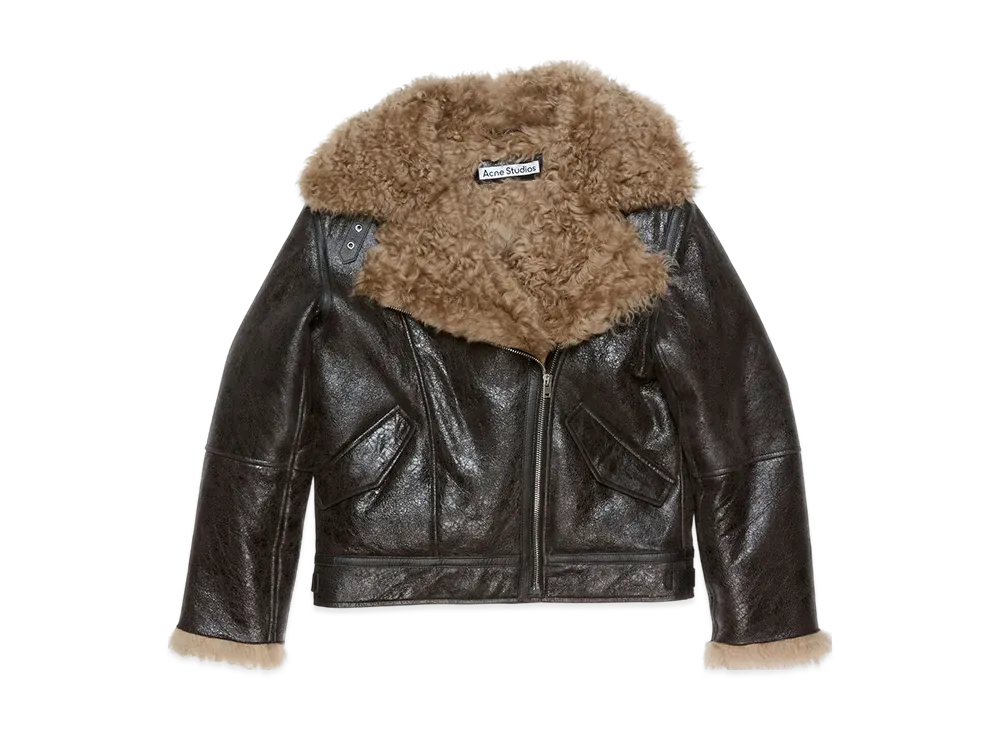 Acne Studios Leather Shearling Jacket "Dark Grey"