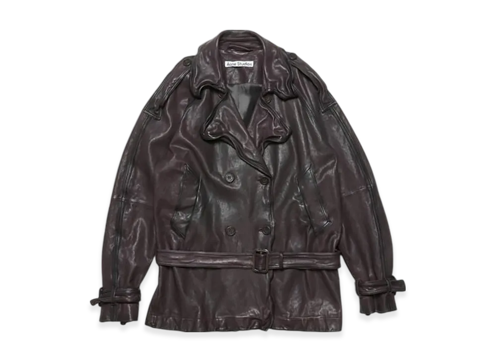 Acne Studios Belted leather jacket "Dark Brown"