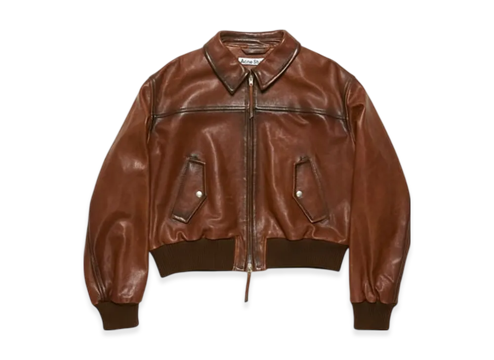 Acne Studios Leather bomber jacket "Tobacco Brown"