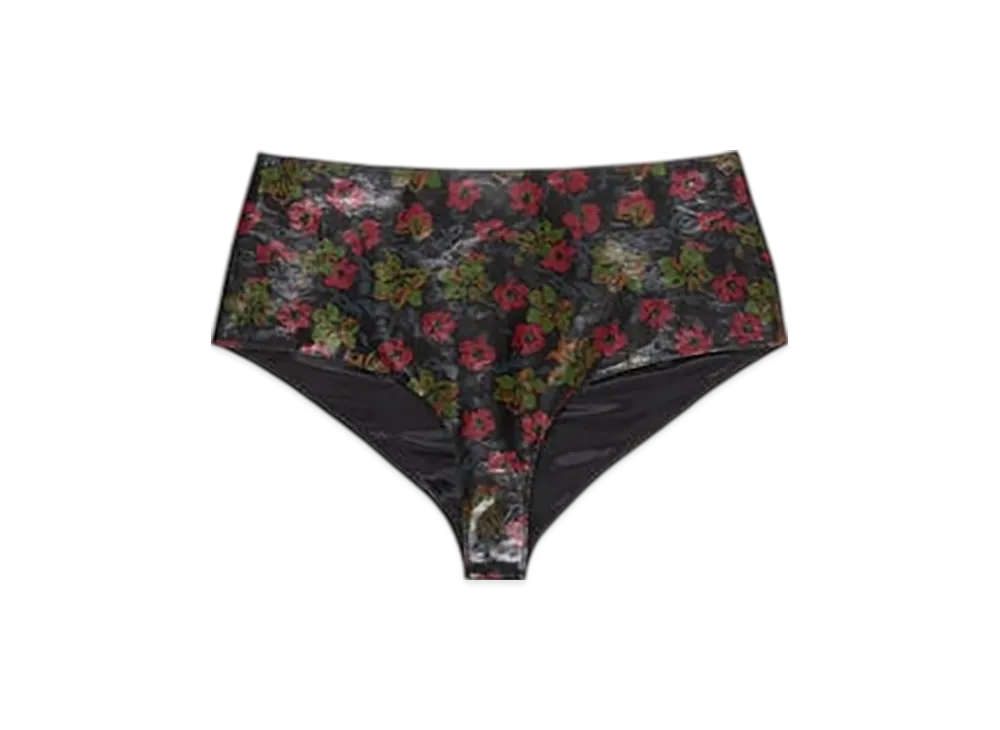 Acne Studios Leather flower print shorts "Black Multicolor"