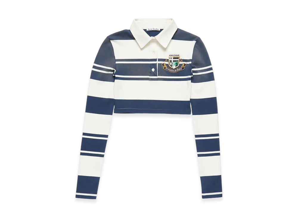 Acne Studios Cropped long sleeve polo "White/navy"