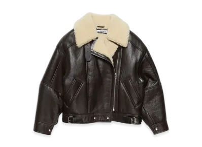 Acne Studios Leather Shearling Jacket "Dark Brown/Beige"