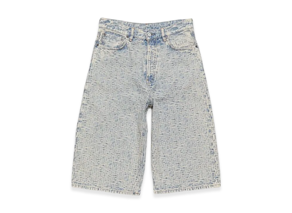 Acne Studios Monogram Denim Shorts - Loose Fit "Blue/Beige"