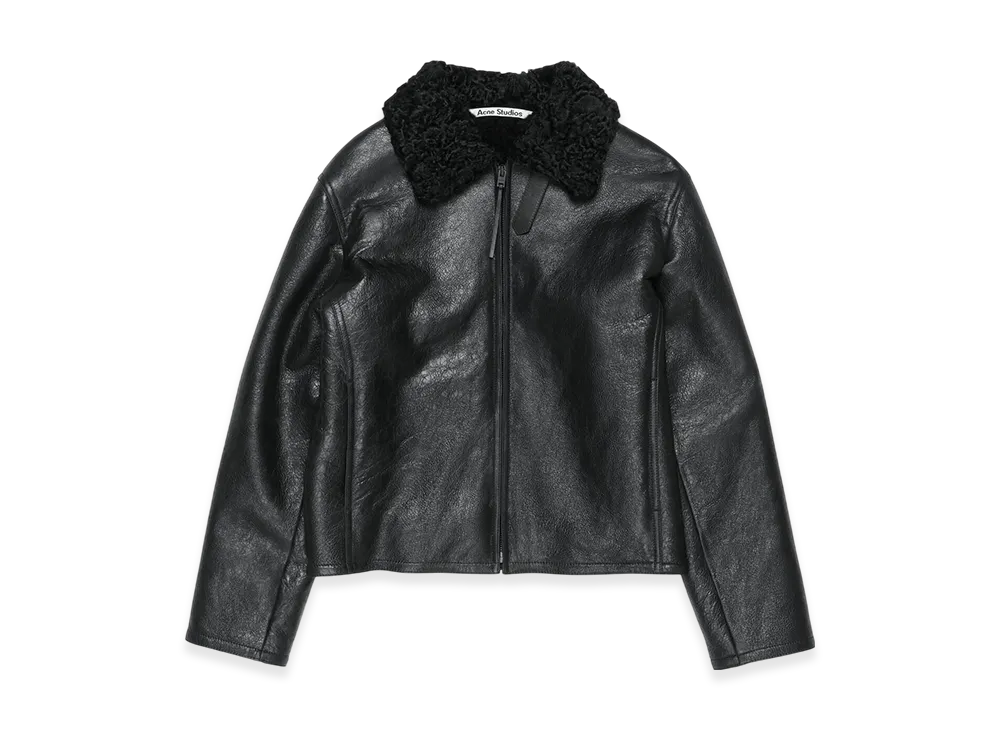 Acne Studios Leather Shearling Jacket "Black"