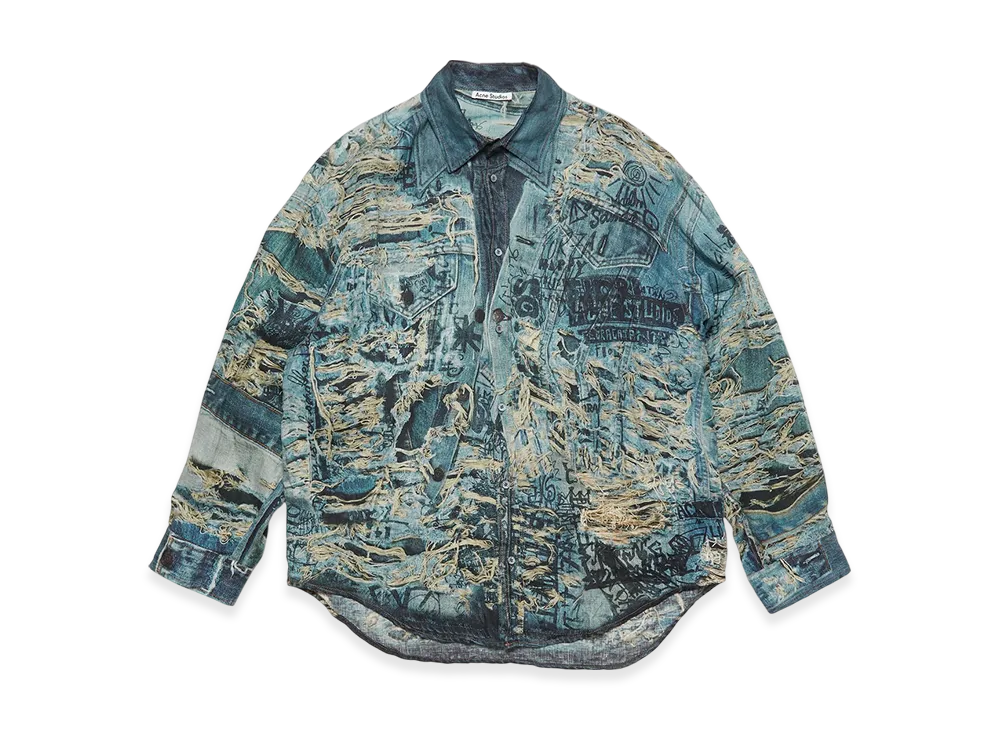 Acne Studios Printed Button-Up Shirt "Denim Blue"