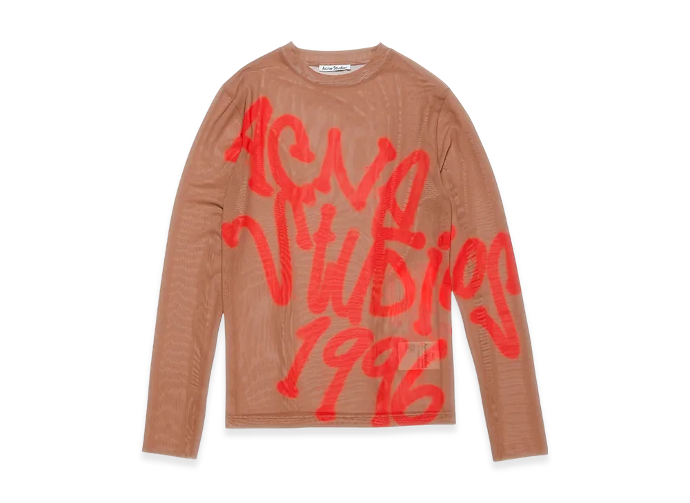 Acne Studios Long Sleeve T-Shirt With Spray Logo "Taupe Beige"
