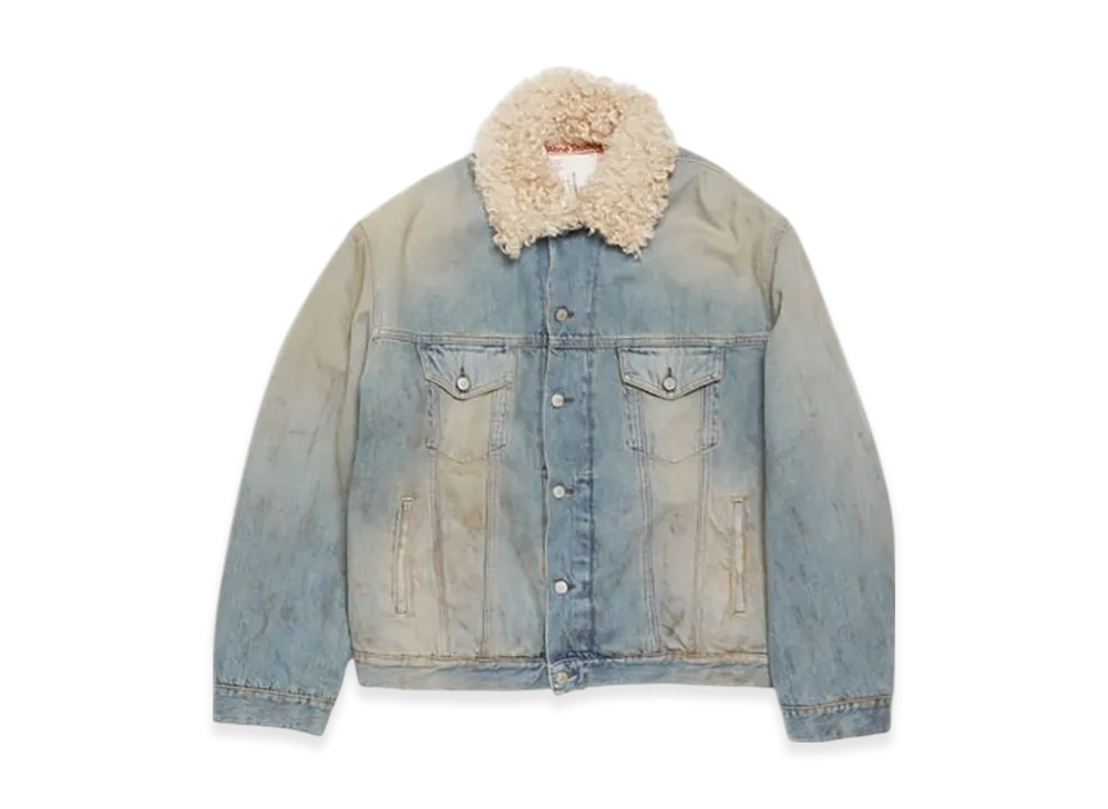 Acne Studios Denim Jacket With Fur Trim - Oversized Fit "Mid Blue"