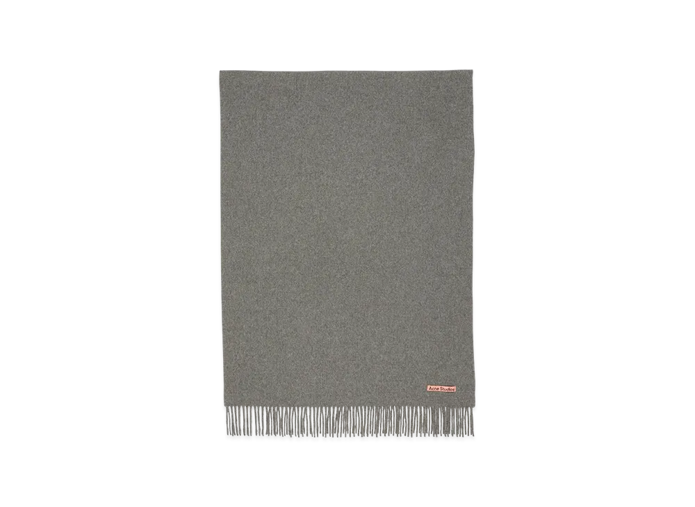 Acne Studios Fringed Wool Scarf - Oversized "Grey Melange"