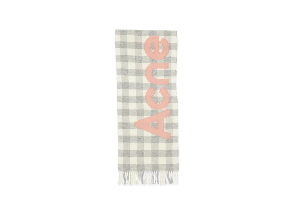 Acne Studios Check Logo Scarf "Grey Melange"