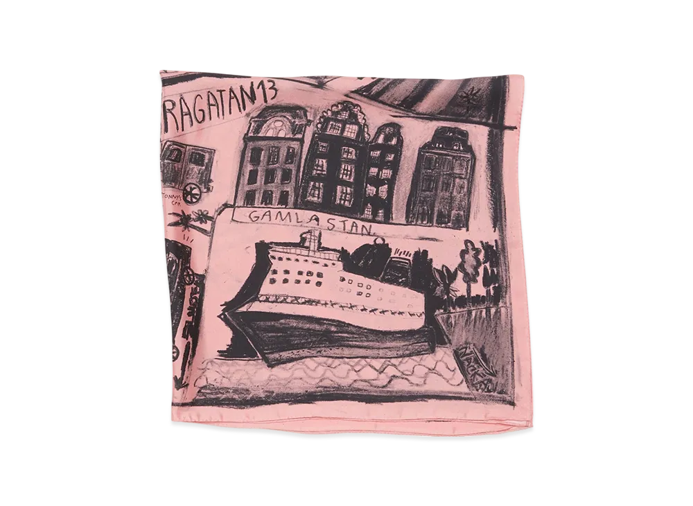 Acne Studios Printed Silk Scarf "Pink"