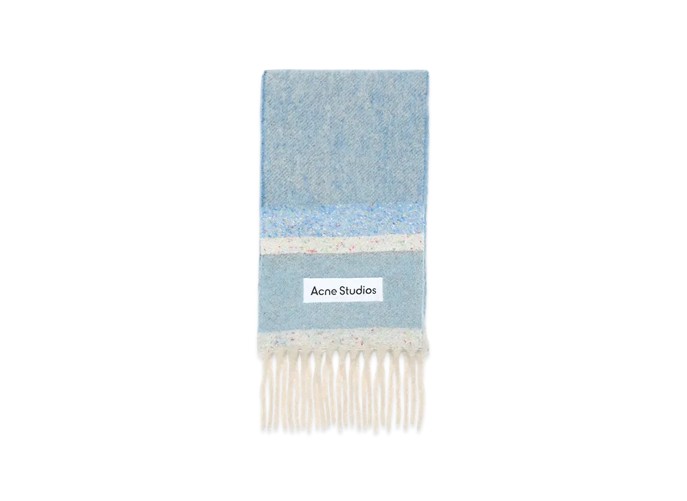 Acne Studios Logo Fringe Scarf "Blue/Beige/Black"