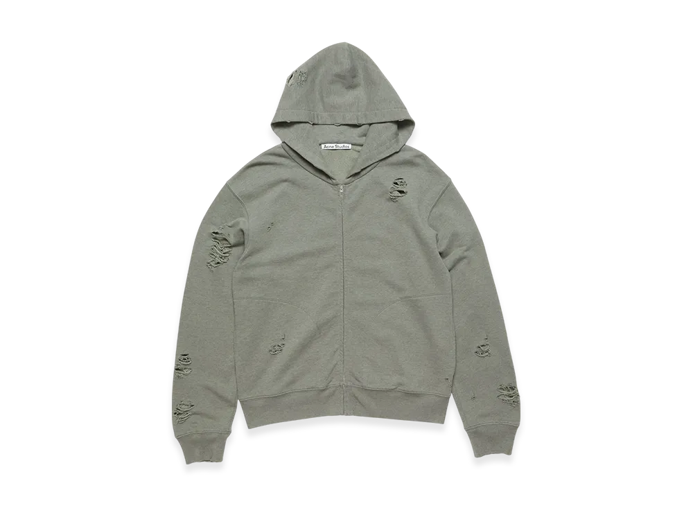 Acne Studios Hooded Zip-Up Sweatshirt "Moss Green"