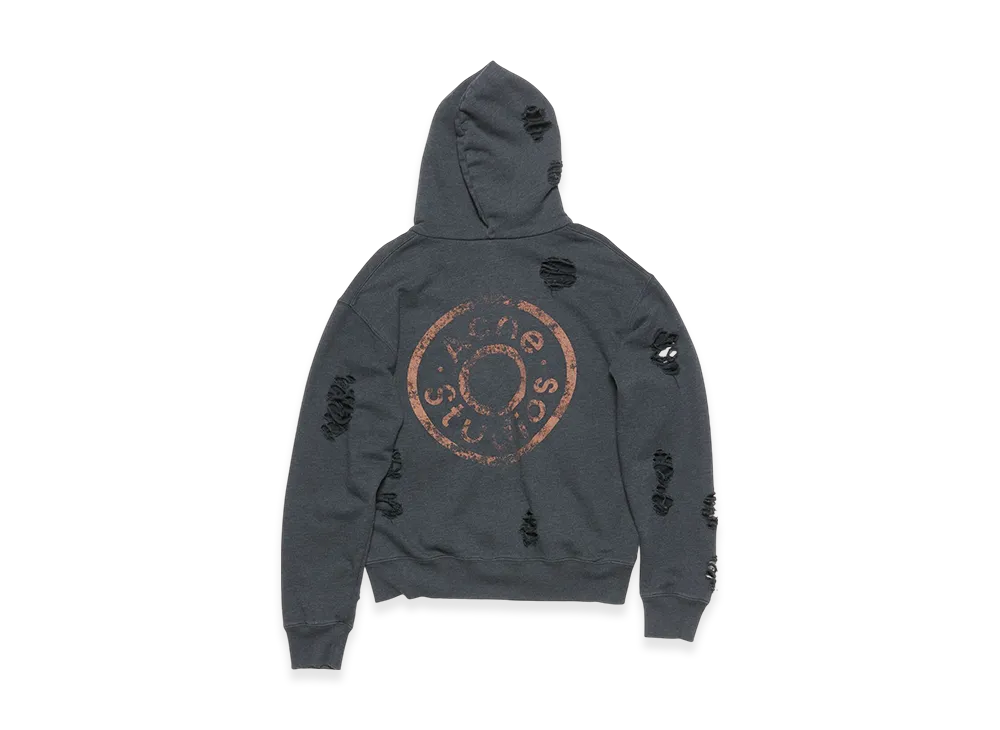 Acne Studios Hooded Zip-Up Sweatshirt "Black Melange"