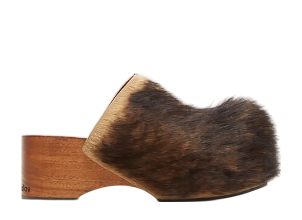 Acne Studios Hairy Wood Clogs "Brown"