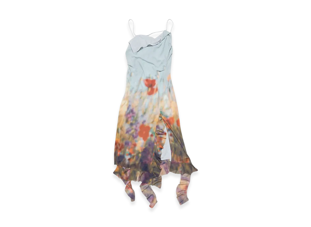 Acne Studios Ruffle Strap Dress "Dusty Blue"