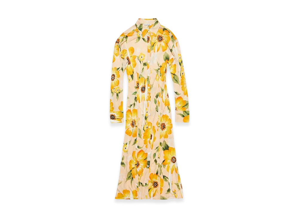 Acne Studios Button Up Printed Dress "Orange/Multi"