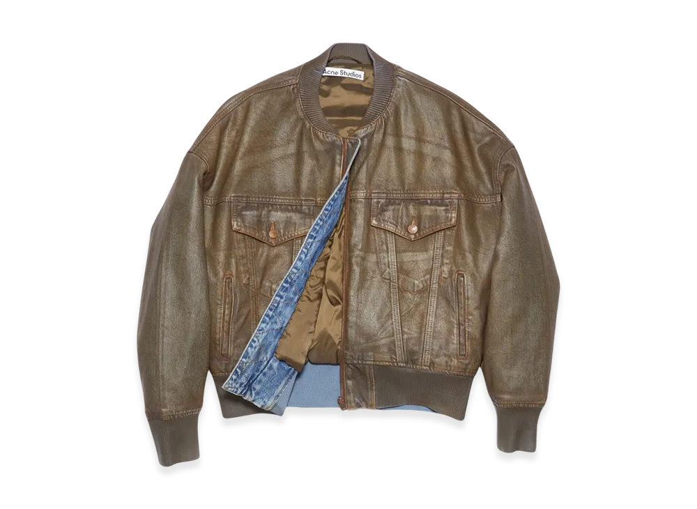 Acne Studios Dyed Denim Bomber Jacket "Blue Beige"