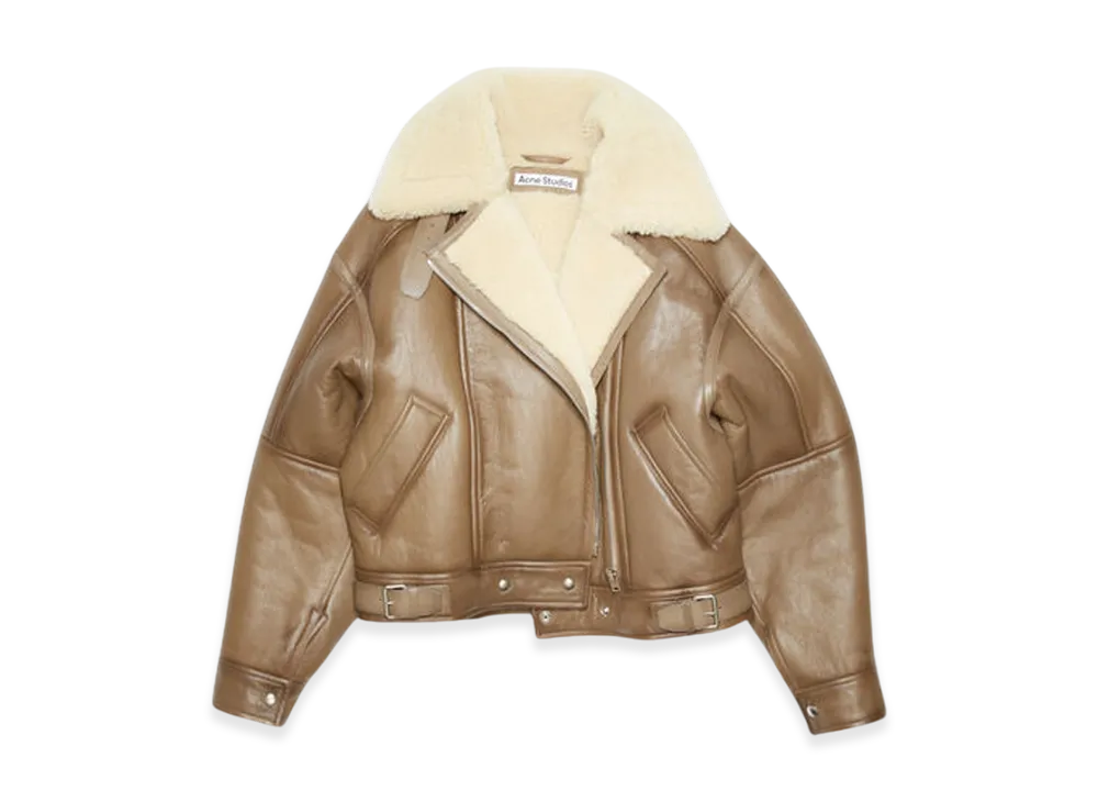 Acne Studios Leather Shearling Jacket "Brown/Light Camel"