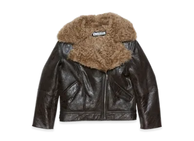 Acne Studios Leather Shearling Jacket "Dark Grey"