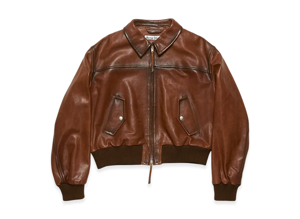 Acne Studios Leather Bomber Jacket "Tobacco Brown"