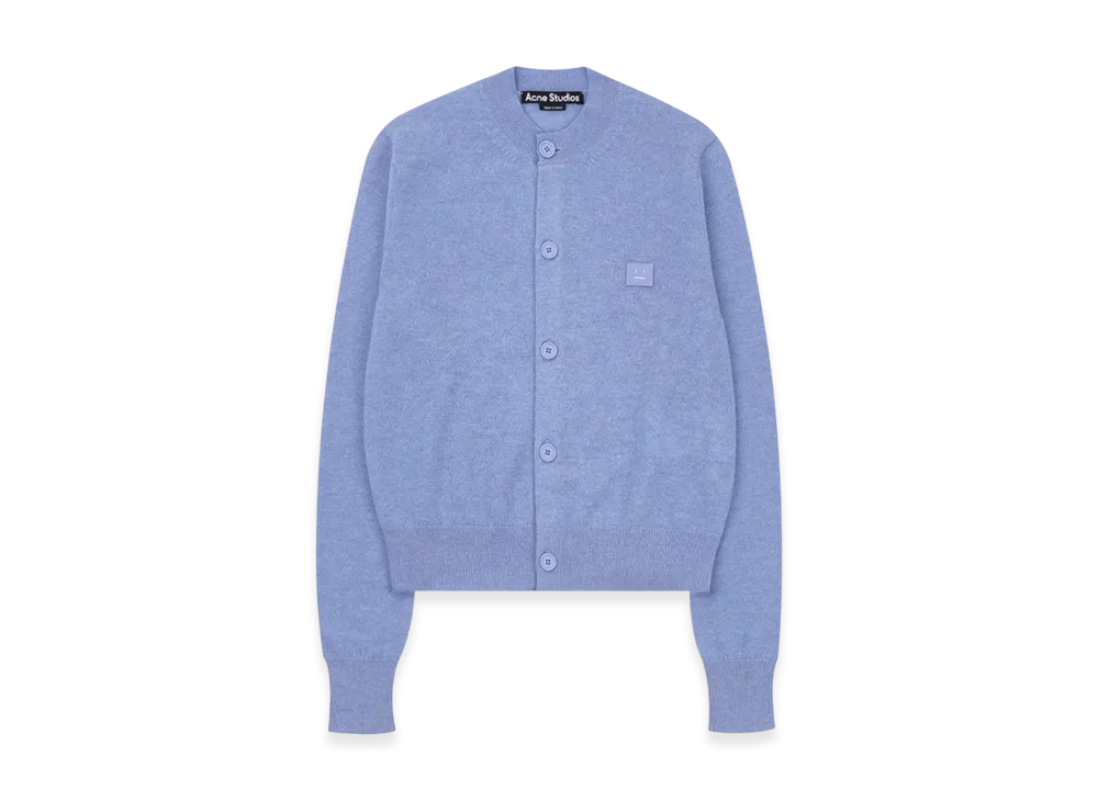 Acne Studios Keva Face Crewneck Cardigan "Cornflower Blue Melange"
