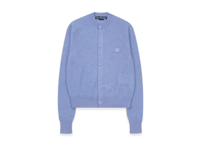 Acne Studios Keva Face Crewneck Cardigan "Cornflower Blue Melange"
