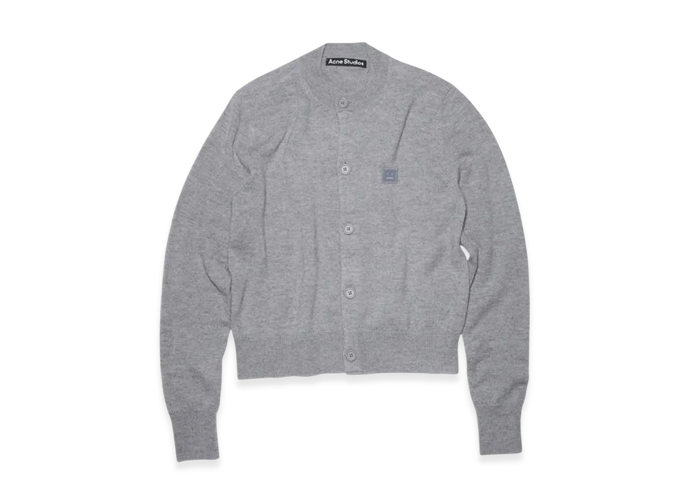 Acne Studios Keva Face Crewneck Cardigan "Grey Melange"
