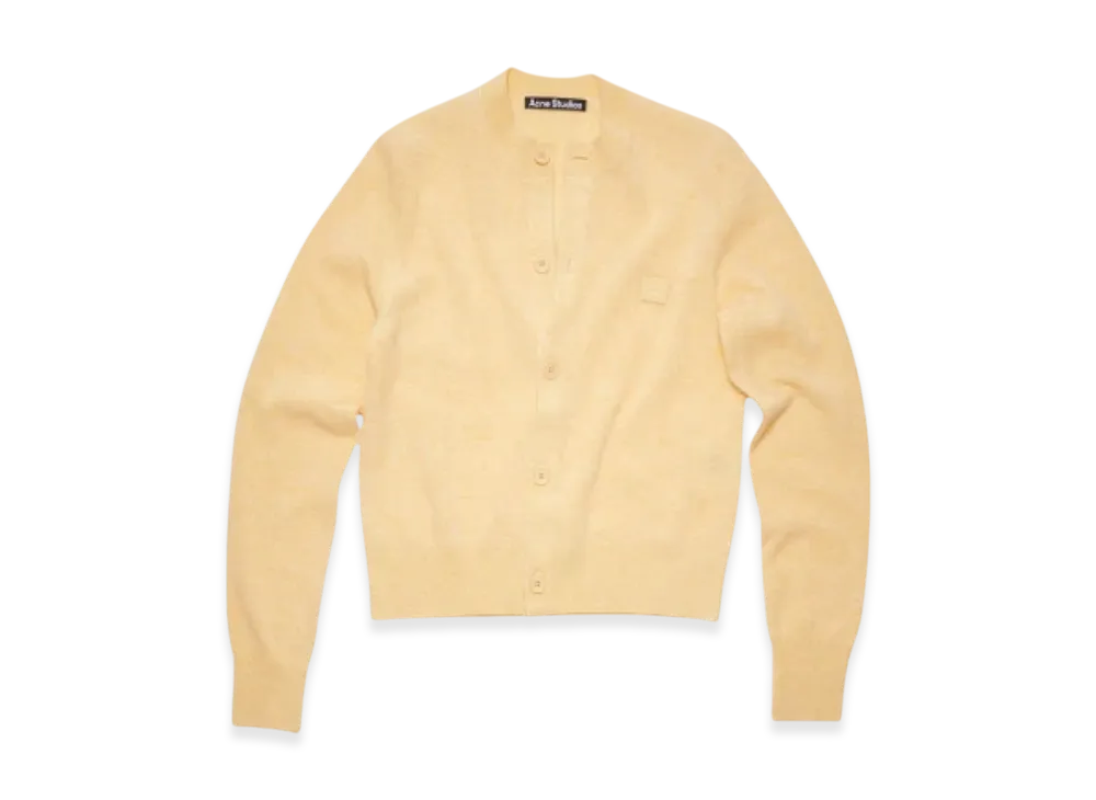 Acne Studios Keva Face Crewneck Cardigan "Light Yellow Melange"