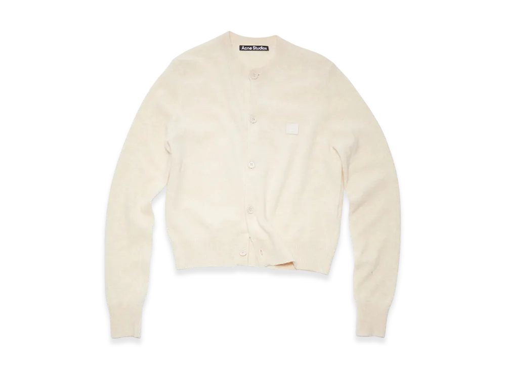 Acne Studios Keva Face Crewneck Cardigan "Oatmeal Melange"