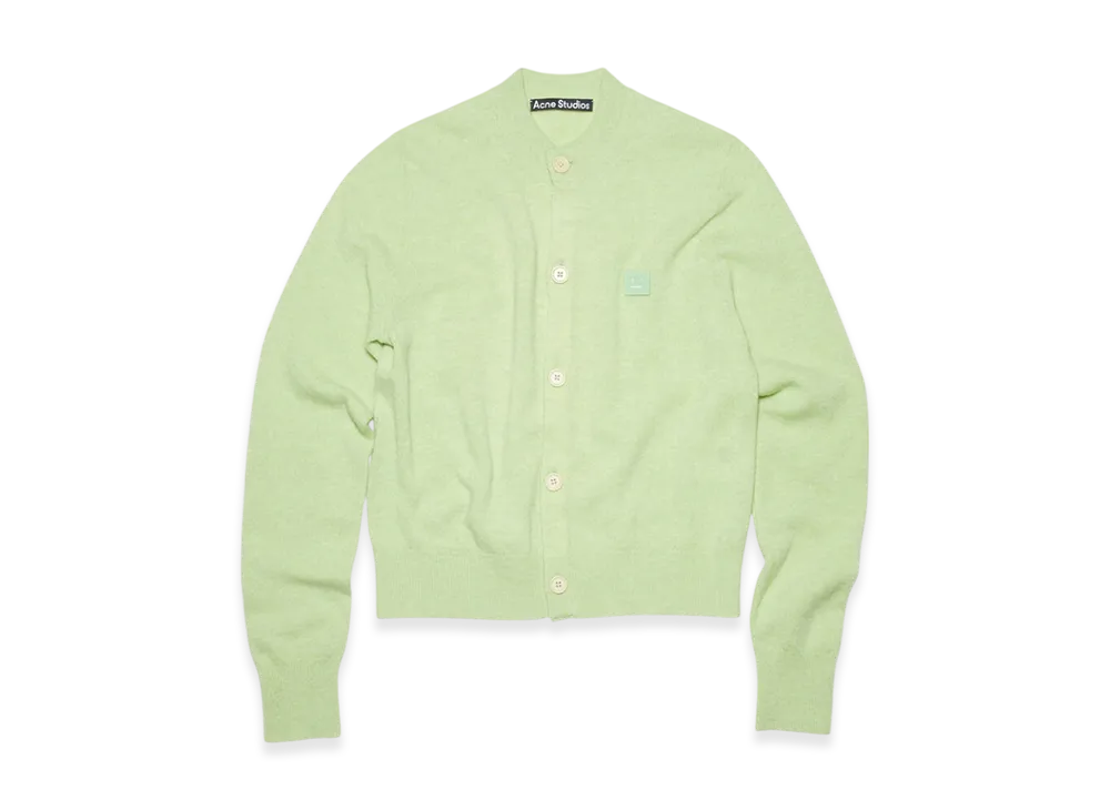 Acne Studios Keva Face Crewneck Cardigan "Pale Green Melange"