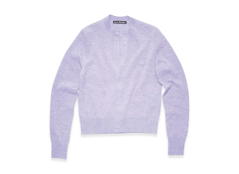 Acne Studios Keva Face Crewneck Cardigan "Purple Melange"