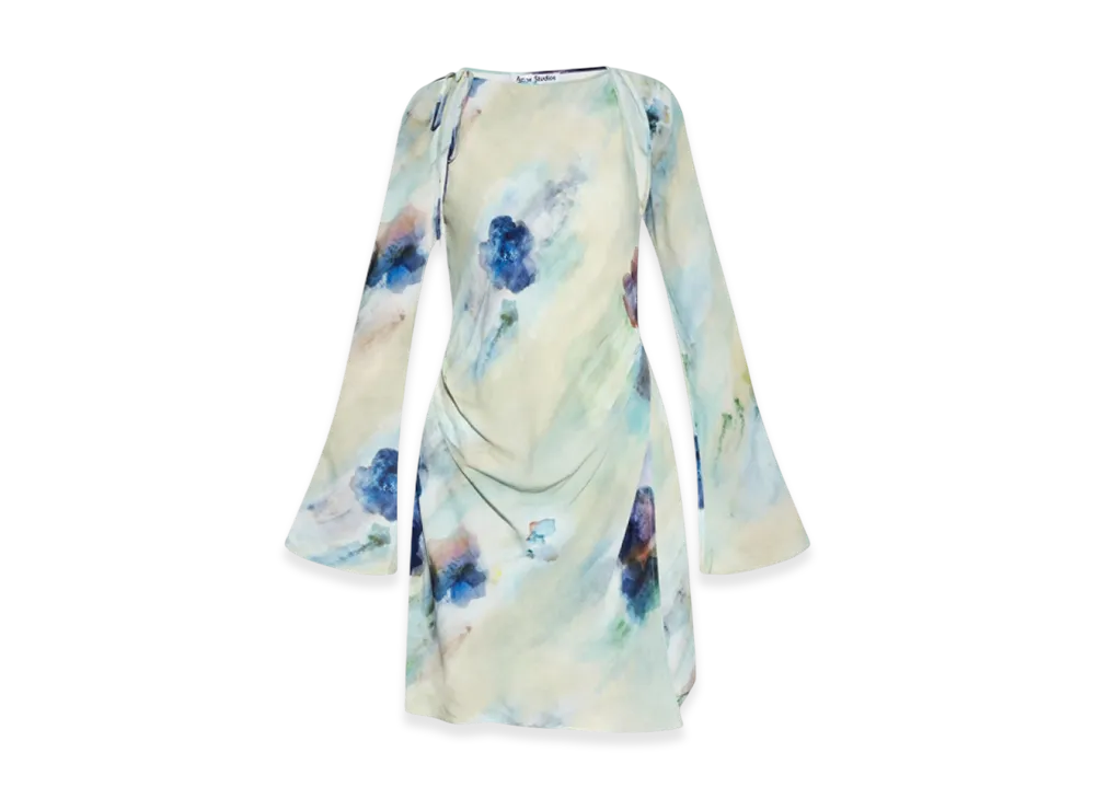 Acne Studios Printed Wrap Dress "Blue"