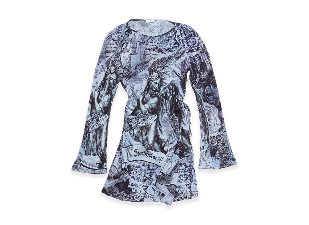 Acne Studios Printed Wrap Dress "Multi Grey"