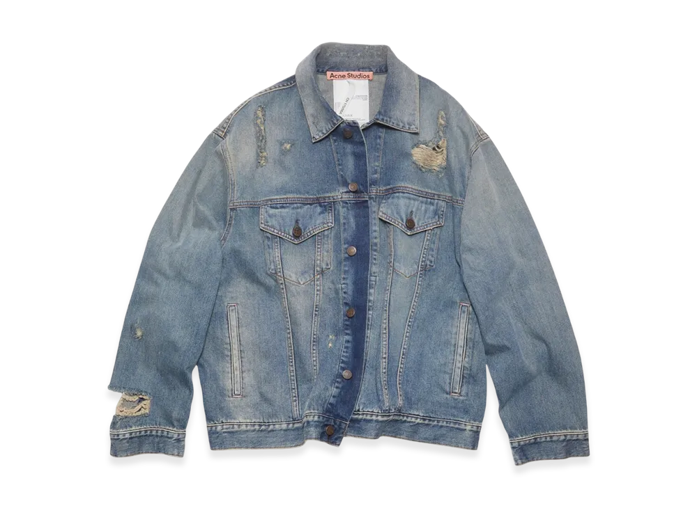 Acne Studios Destroyed Relaxed Denim Jacket "Mid Blue"