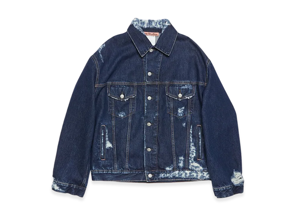 Acne Studios Distressed Relaxed Fit Denim Jacket "Mid Blue"