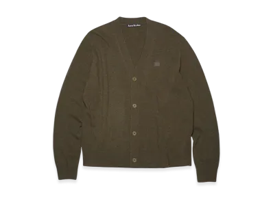 Acne Studios Keve Face V-Neck Cardigan "Dark Khaki Melange"