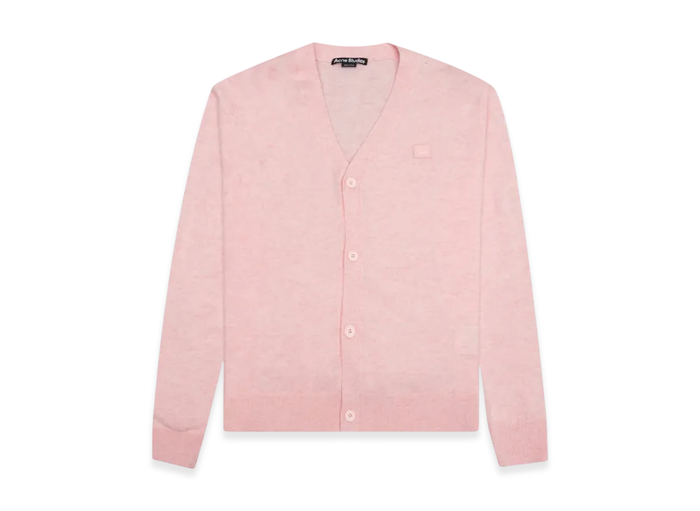 Acne Studios Keve Face V-Neck Cardigan "Faded Pink Melange"