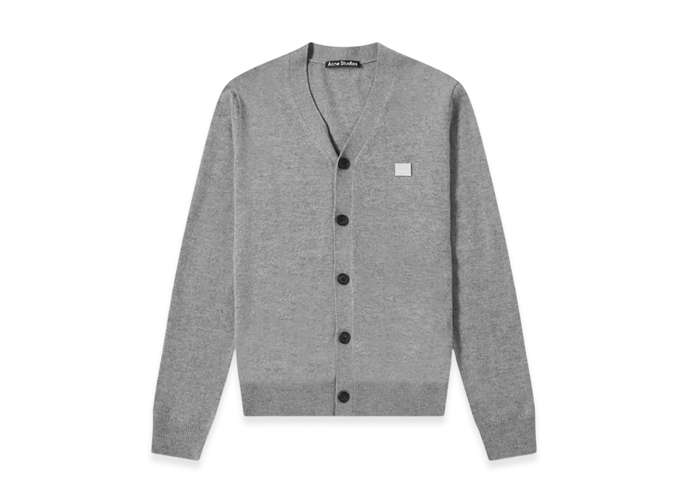 Acne Studios Keve Face V-Neck Cardigan - 21SS "Grey Melange"