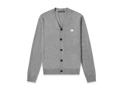 Acne Studios Keve Face V-Neck Cardigan - 21SS "Grey Melange"