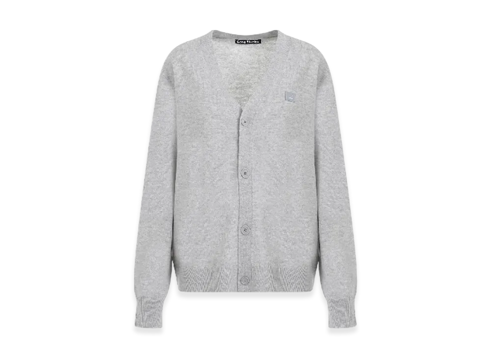 Acne Studios Keve Face V-Neck Cardigan "Light Grey Melange"