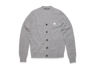 Acne Studios Keve Face V-Neck Cardigan "Light Grey Melange"