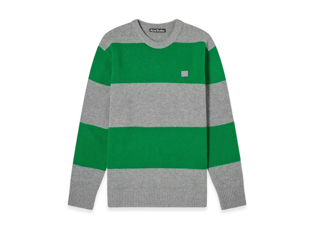Acne Studios Nimah Block Stripe Crewneck Knit "GREY MELANGE/DEEP GREEN"
