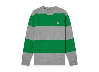 Acne Studios Nimah Block Stripe Crewneck Knit "GREY MELANGE/DEEP GREEN"