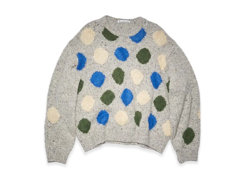 Acne Studios Polka-Dot Intarsia Logo Wool Sweater Knit "Gray"