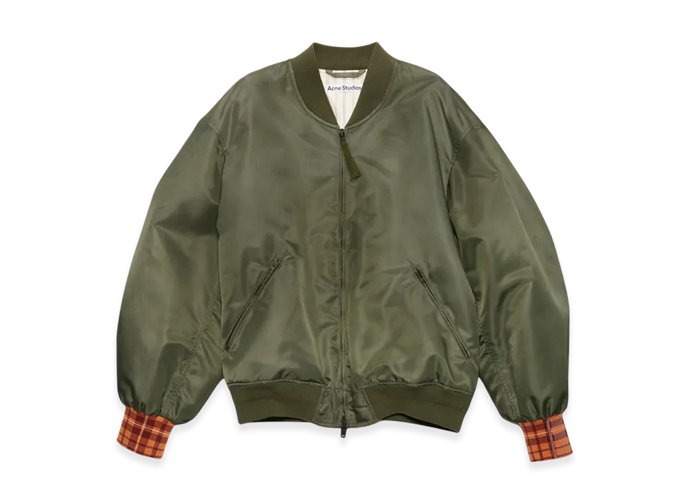Acne Studios Satin Bomber Jacket "Olive Green"